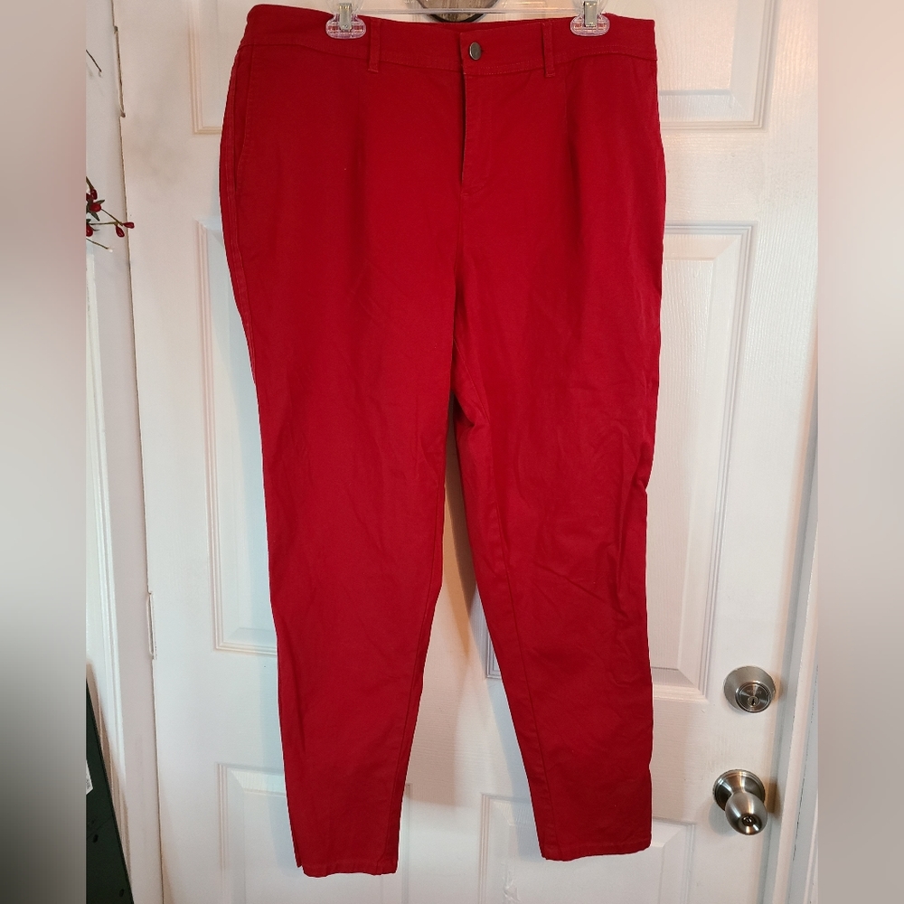 (882) Cato-EST 1946 Woman's Cotton Pants, Size: 16W Color: Red